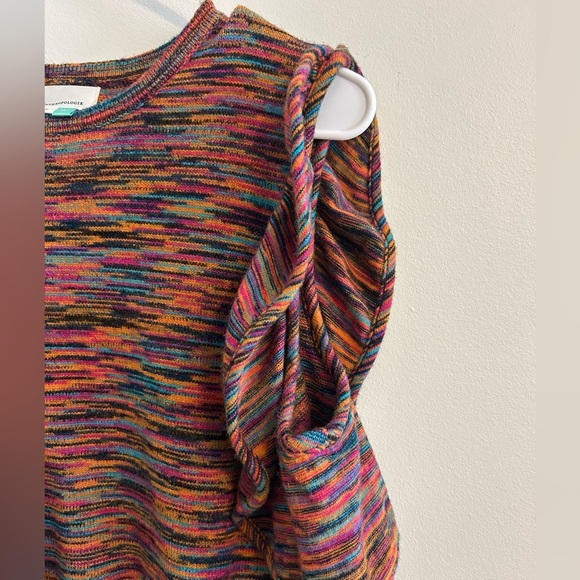 Anthropologie A+ Ruffle Sleeve Multicolor Knit Sweater - Picture 6 of 6